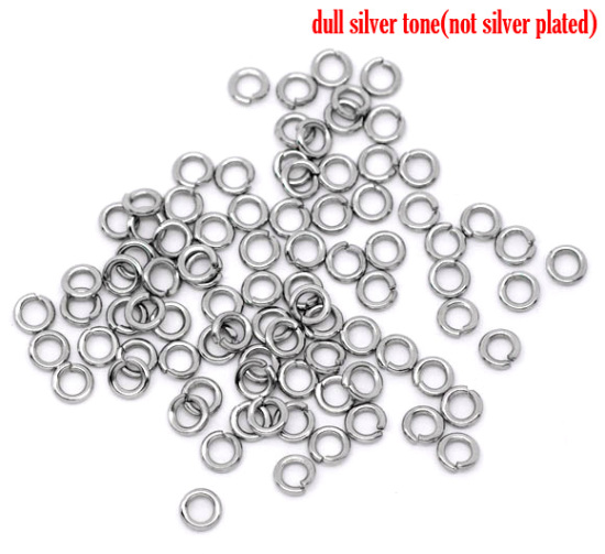 500 個 4mm 直径、 0.8mm（20号） 304ステンレス鋼 丸カン 丸カン シルバートーン 円形 の画像