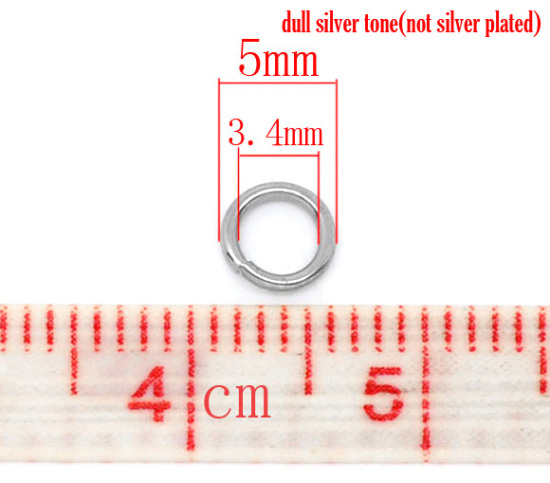500 個 5mm 直径、 0.8mm（20号） 304ステンレス鋼 丸カン 丸カン シルバートーン 円形 の画像