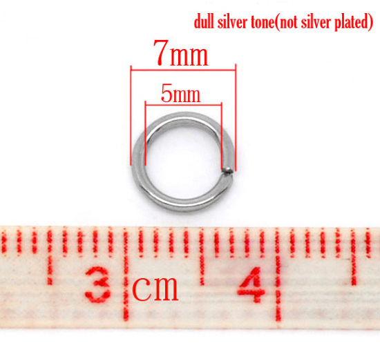500 個 7mm 直径、 1mm（18号） 304ステンレス鋼 丸カン 丸カン シルバートーン 円形 の画像