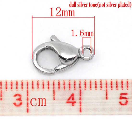 304ステンレス鋼 カニカン シルバートーン 12mm x 7.5mm、 1000 個 の画像