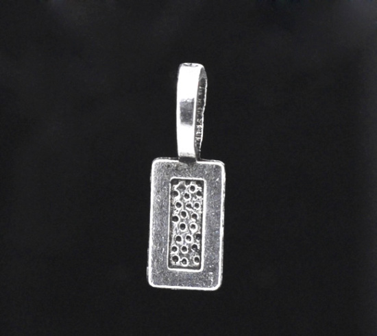 Picture of Zinc Based Alloy Glue On Bails Rectangle Antique Silver Color 21mm x 7mm, 50 PCs