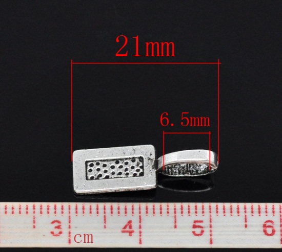 Picture of Zinc Based Alloy Glue On Bails Rectangle Antique Silver Color 21mm x 7mm, 50 PCs