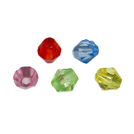 Image de Perles en Acrylique Bicône Couleur au Hasard Cristal Imitation à Facettes Transparent 4mm x 4mm, Taille de Trou: 1mm, 2000 PCs
