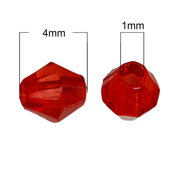 Image de Perles en Acrylique Bicône Couleur au Hasard Cristal Imitation à Facettes Transparent 4mm x 4mm, Taille de Trou: 1mm, 2000 PCs