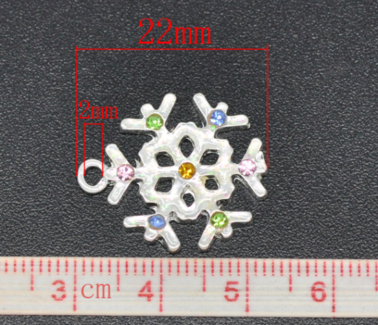 Image de 10 Pendentifs Charms Flocon de neige Noël Strass 22x19mm