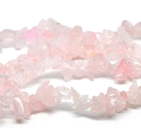 Image de (Classement B) Synthétique, Perles en Quartz Rose Perles Chips Forme Irrégulier, Rose Diamètre: 5mm x 3mm-10mm x 5mm, Tailles de Trous: 1.0mm, 2 Enfilades 84.0cm Long/Enfliade,