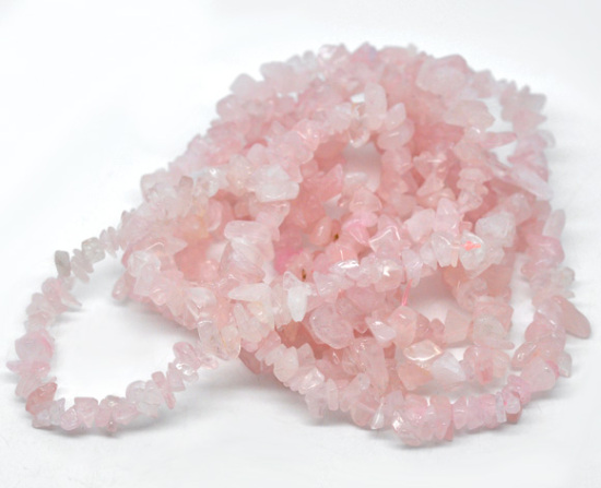 Image de (Classement B) Synthétique, Perles en Quartz Rose Perles Chips Forme Irrégulier, Rose Diamètre: 5mm x 3mm-10mm x 5mm, Tailles de Trous: 1.0mm, 2 Enfilades 84.0cm Long/Enfliade,