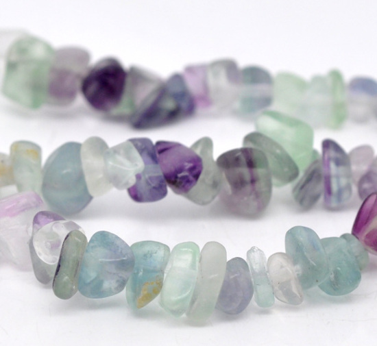 Image de (Classement B) Perle en Fluorite (Naturel) Perles Chips 5mm x2mm - 10mm x 5mm, Taille de Trou: 1mm, 87cm long, 2 Enfilades