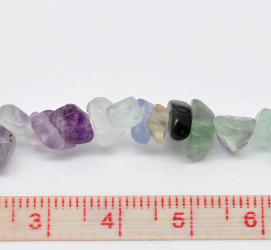 Image de (Classement B) Perle en Fluorite (Naturel) Perles Chips 5mm x2mm - 10mm x 5mm, Taille de Trou: 1mm, 87cm long, 2 Enfilades