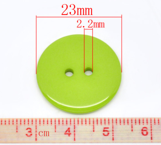Image de 50 Boutons Résine Vert 2 Trous Scrapbooking 23mm Dia.