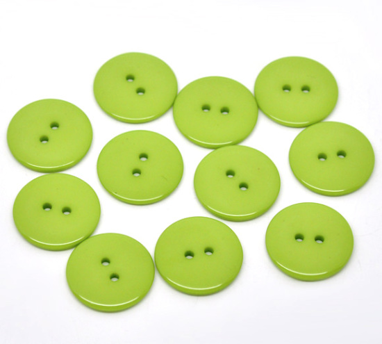 Image de 50 Boutons Résine Vert 2 Trous Scrapbooking 23mm Dia.