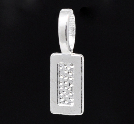 Picture of Zinc Based Alloy Glue On Bails Rectangle Silver Plated 21mm x 7mm, 50 PCs
