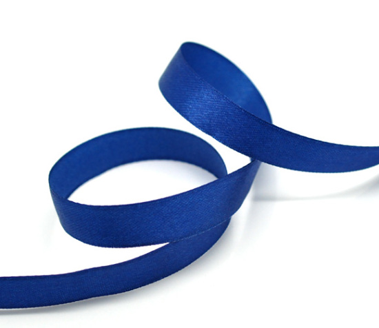 Image de Ruban en Polyester Satin Bleu Foncé 12.6mm, 1 Rouleau(Env. 25 Yards/Rouleau)