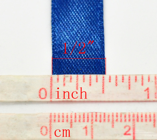 Image de Ruban en Polyester Satin Bleu Foncé 12.6mm, 1 Rouleau(Env. 25 Yards/Rouleau)