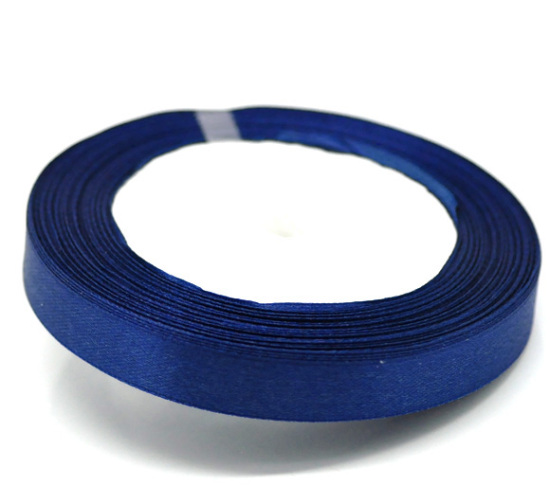 Image de Ruban en Polyester Satin Bleu Foncé 12.6mm, 1 Rouleau(Env. 25 Yards/Rouleau)