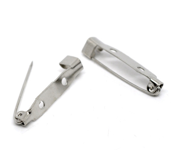 Image de Broche Epingle à Nourrice en Alliage Argent Mat 31x6mm, 100 PCs