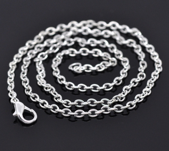 Bild von Gliederkette Halskette Versilbert 45.6cm lang, Kettengröße: 3x2mm, 12 Streifen