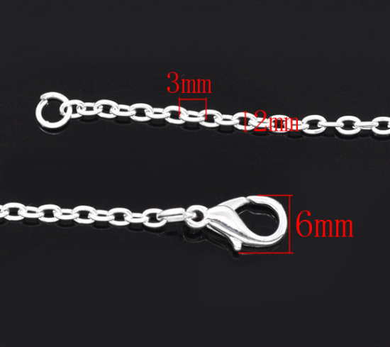Bild von Gliederkette Halskette Versilbert 45.6cm lang, Kettengröße: 3x2mm, 12 Streifen