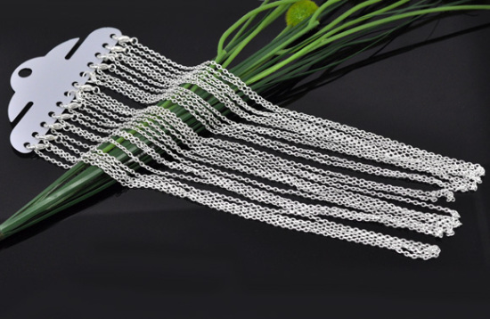 Bild von Gliederkette Halskette Versilbert 45.6cm lang, Kettengröße: 3x2mm, 12 Streifen