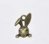 Picture of Zinc Based Alloy Easter 3D Charms Rabbit Animal Head Antique Bronze 14mm( 4/8") x 9mm( 3/8"), 50 PCs