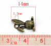 Picture of Zinc Based Alloy Easter 3D Charms Rabbit Animal Head Antique Bronze 14mm( 4/8") x 9mm( 3/8"), 50 PCs