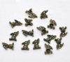 Picture of Zinc Based Alloy Easter 3D Charms Rabbit Animal Head Antique Bronze 14mm( 4/8") x 9mm( 3/8"), 50 PCs