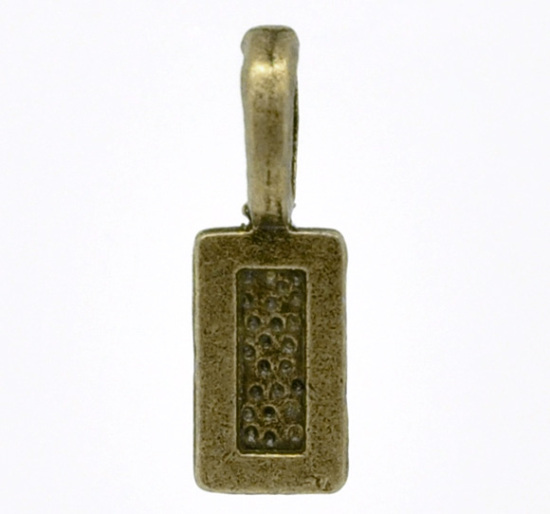 Picture of Zinc Based Alloy Glue On Bails Rectangle Antique Bronze Spot Carved 21mm x 7mm, 50 PCs