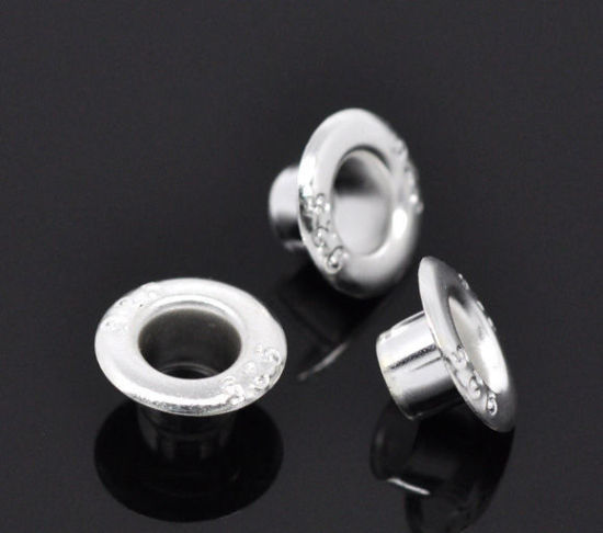 Image de Coupelles Grommet/œillets Perles en Laiton au Style Européen Gravé " 925 " Argenté, 10mm x 4mm (Appairé avec Perle du Trou de 5.5mm), 500 PCs