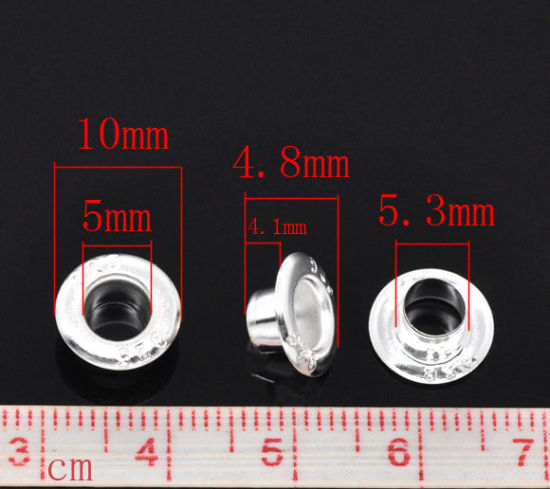 Image de Coupelles Grommet/œillets Perles en Laiton au Style Européen Gravé " 925 " Argenté, 10mm x 4mm (Appairé avec Perle du Trou de 5.5mm), 500 PCs