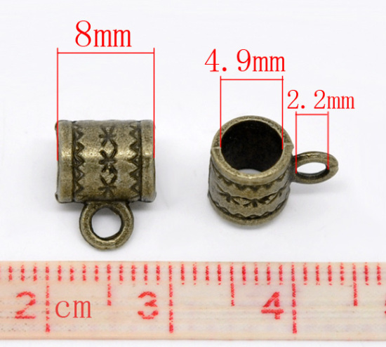 ヨーロッパ風 チャームビーズ カップ ヨーロッパ/ブレスレットにも合う カップ ブロンズトーン レタリングパターン 8mm x 6mm、 100 個 の画像