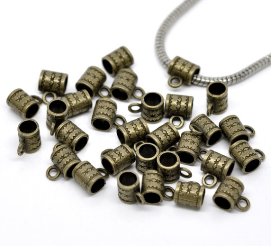 ヨーロッパ風 チャームビーズ カップ ヨーロッパ/ブレスレットにも合う カップ ブロンズトーン レタリングパターン 8mm x 6mm、 100 個 の画像