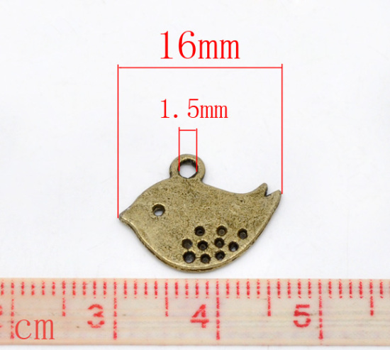 Изображение Подвески "Птица" 16x13mm Античная Бронза, проданные 50 шт