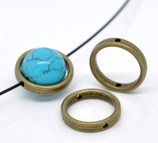 Picture of Antique Bronze Circle Bead Frames(Fits 14mm Bead) 18mm, sold per packet of 30
