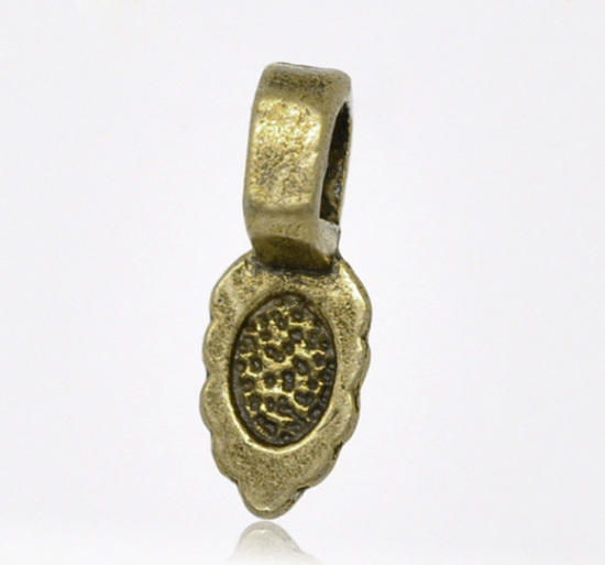 Picture of Zinc Based Alloy Glue On Bails Leaf Antique Bronze Spot Carved 15.7mm x 5.9mm, 50 PCs