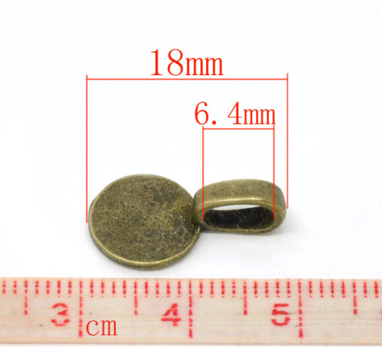 亜鉛合金 ベイル ビーズ 円形 銅古美 アンカー柄、 18mm x 10mm、 50 個 の画像