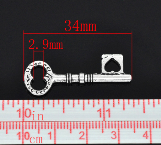 Изображение Подвески “Ключ” 34mm x 12mm Античное Серебро, проданные 30 шт