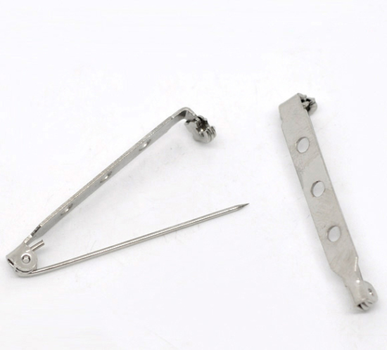Image de Broche Epingle à Nourrice en Alliage de Fer Argent Mat 39mm x 5mm, 50 PCs