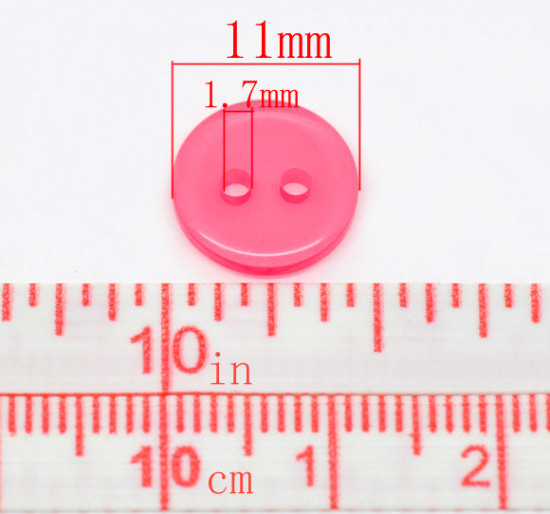 樹脂 縫製 ボタン 2つ穴 円形 混合色 11mm 直径、 300 個 の画像