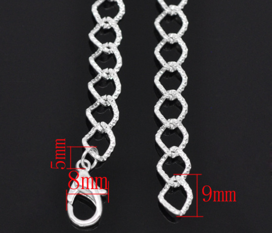 Image de Bracelets Chaîne Maille Cheval Texturée avec Fermoir Mousqueton en Alliage de Zinc Argenté 20cm Long/Enfilade, 12 Pcs