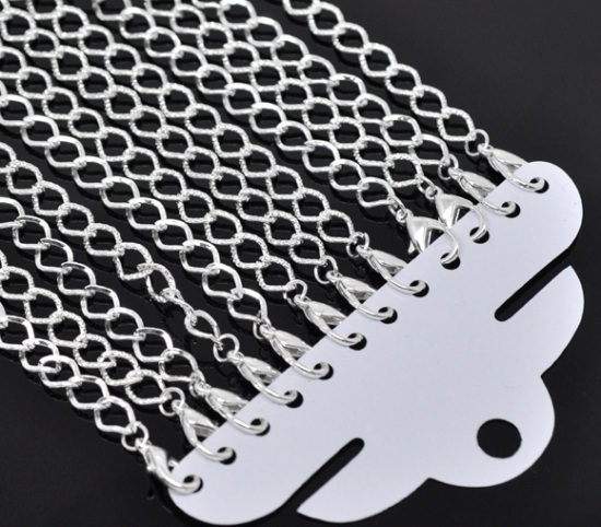 Image de Bracelets Chaîne Maille Cheval Texturée avec Fermoir Mousqueton en Alliage de Zinc Argenté 20cm Long/Enfilade, 12 Pcs