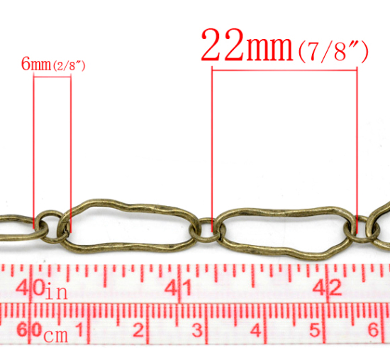 Image de 1 Pièce Chaîne Maille Figaro 1/1 en Alliage de Zinc Bronze Antique 25x9mm