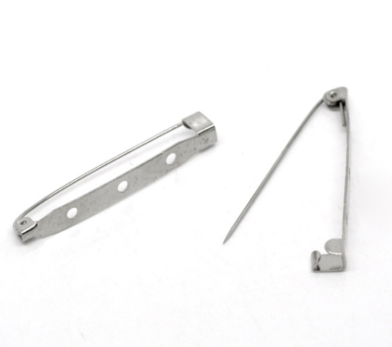 Image de Broche Epingle à Nourrice en Alliage de Fer Argent Mat 45x5mm, 50 PCs
