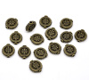 Picture of Zinc Based Alloy Spacer Beads Flat Round Antique Bronze Dot Carved About 13mm x 12mm, Hole:Approx 1.7mm, 30 PCs