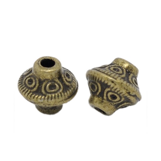Image de Perle en Alliage de Zinc Bicône Bronze Antique 6mm x 6mm, Taille de Trou: 1.6mm, 100 PCs