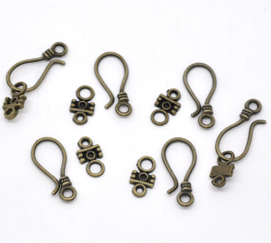 Image de 50 sets Fermoirs Toggle Crochet Couleur bronze 23x10mm 14x8mm