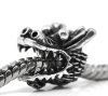 Picture of Zinc Metal Alloy European Style Large Hole Charm Beads Dragonhead Antique Silver Color Color Plated About 13mm x 11mm, Hole: Approx 5mm, 20 PCs