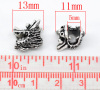 Picture of Zinc Metal Alloy European Style Large Hole Charm Beads Dragonhead Antique Silver Color Color Plated About 13mm x 11mm, Hole: Approx 5mm, 20 PCs
