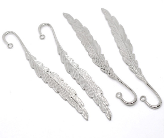 亜鉛合金 しおり 羽 シルバートーン 12.0cm長さ 5 PCs  の画像