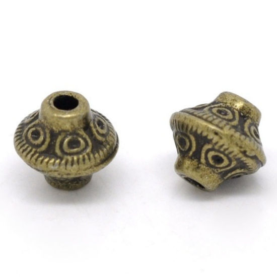 Image de Perle en Alliage de Zinc Bicône Bronze Antique 6mm x 6mm, Taille de Trou: 1.6mm, 20 PCs