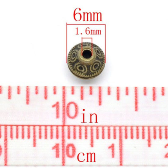 Image de Perle en Alliage de Zinc Bicône Bronze Antique 6mm x 6mm, Taille de Trou: 1.6mm, 20 PCs